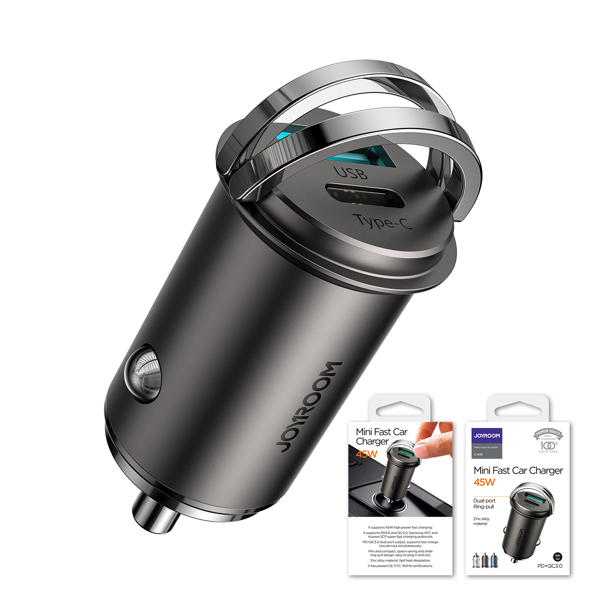 joyroom_c-a35_45w_mini_dual-port_pdqc_30_ring-pull_fast_car_charger