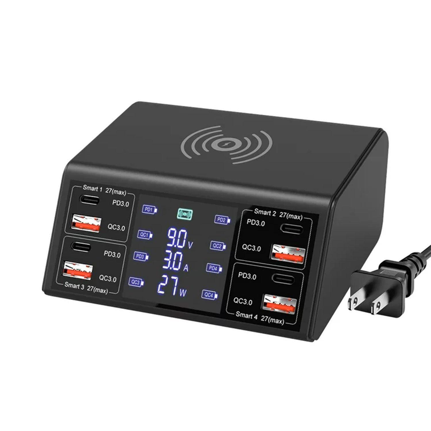 100w_8-port_charging_station_for_multiple_devices_with_4_usb_qc_304_type-c_pd_ports_wireless_multi_fast_charging_hub