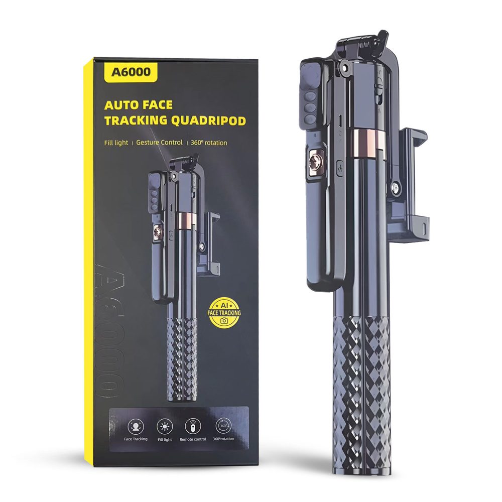 a6000_gimble_extendable_auto_face_tracking_ai_intelligent_quadripod_wireless_remote_with_fill_light