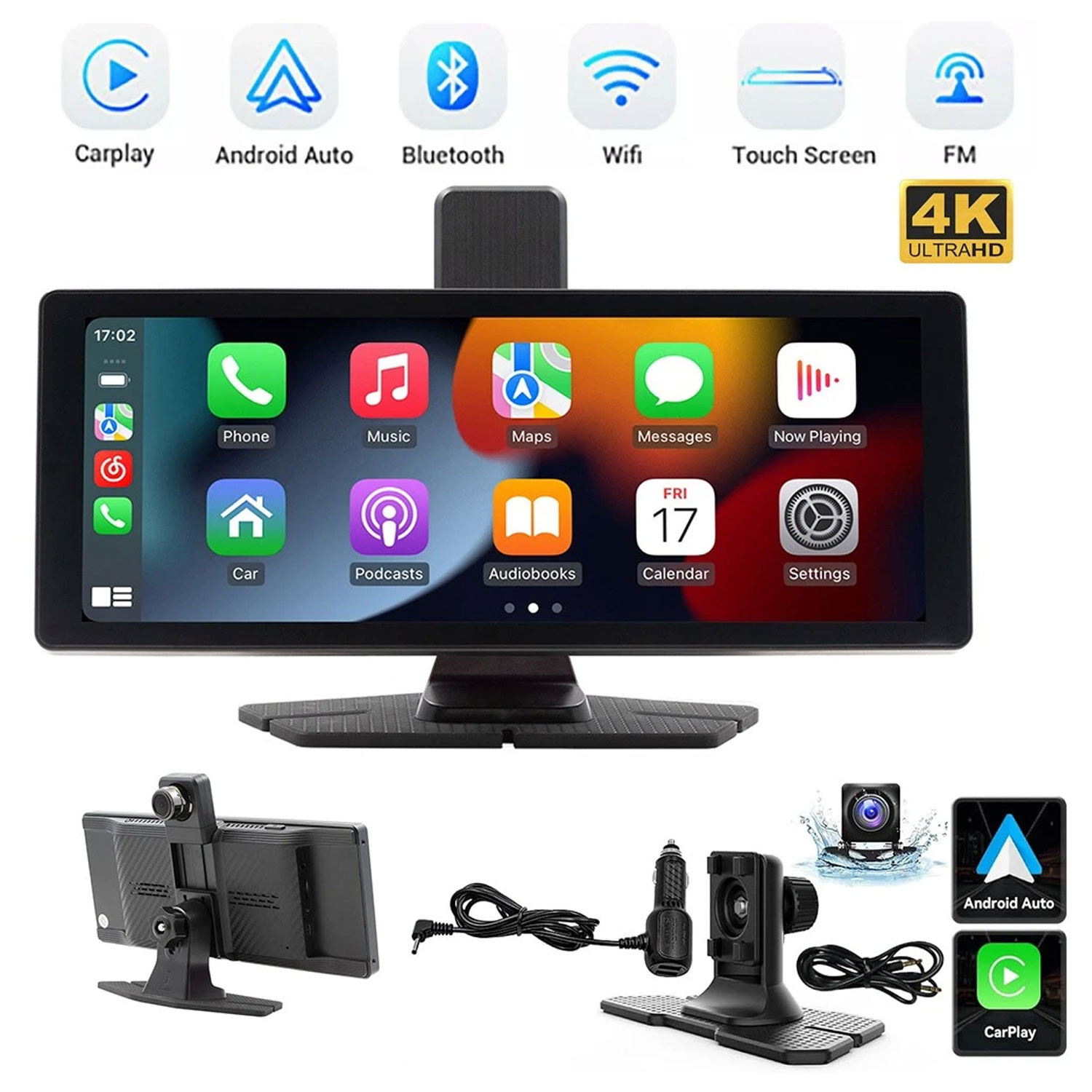 C1 WIRELESS 10.26 INCH CARPLAY & ANDROID AUTO SCREEN WITH 4K DASH CAM ...